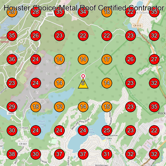 Houster Choice-Metal Roof Certified Contractor GeoGrid visibility map for Roofing Contractor in Rockaway